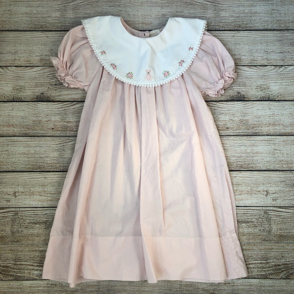 Rosalina Pink Easter Dress w/ Embroidered Bunnies